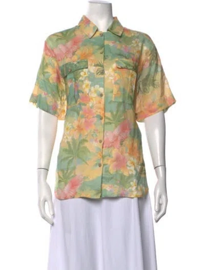 Pre-owned Spell Linen Floral Print Button-up Top In Multicolor