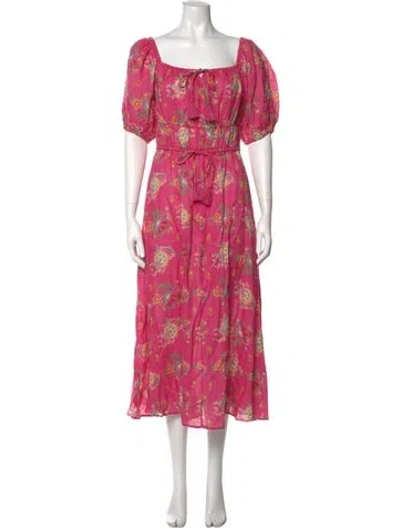 Pre-owned Spell Linen Midi Length Dress In Pink