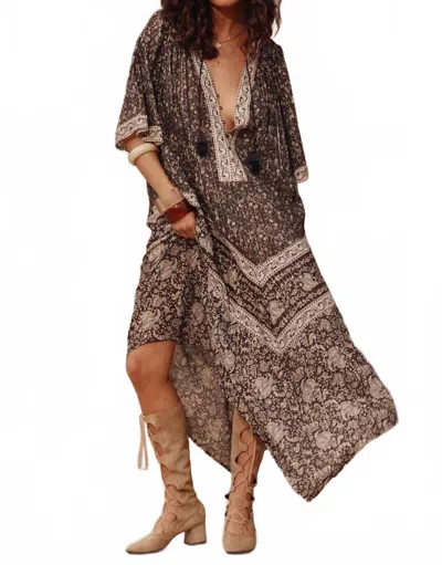 Spell Little Bird Flutter Maxi Dress In Midnight In Brown