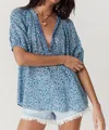 Spell Love Jetty Short Sleeve Blouse In Nirvana In Blue