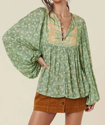 Spell Madame Peacock Boho Blouse In Emerald In Green
