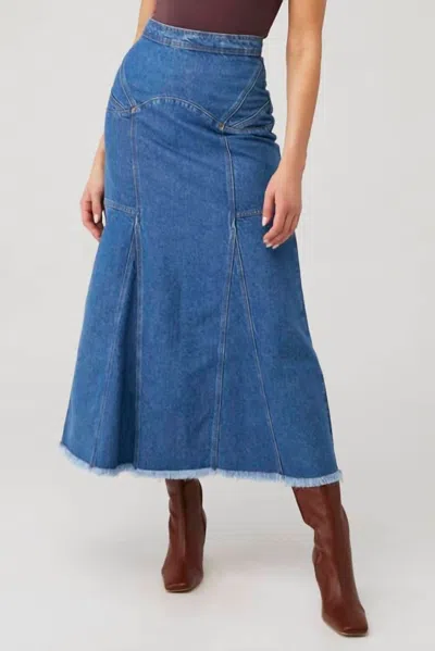 Spell Muse Denim Maxi Skirt In Inky Blue