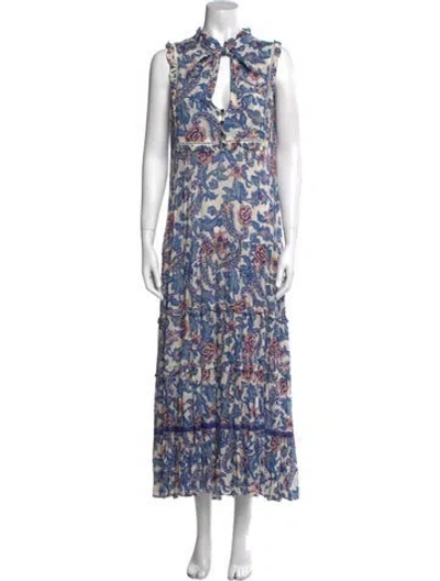 Pre-owned Spell Paisley Print Long Dress In Blue