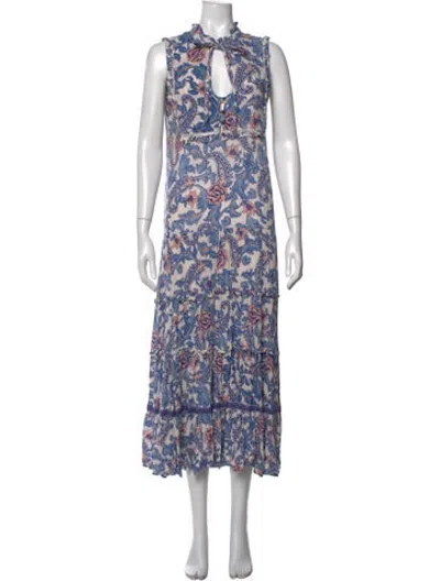 Pre-owned Spell Paisley Print Long Dress In Blue