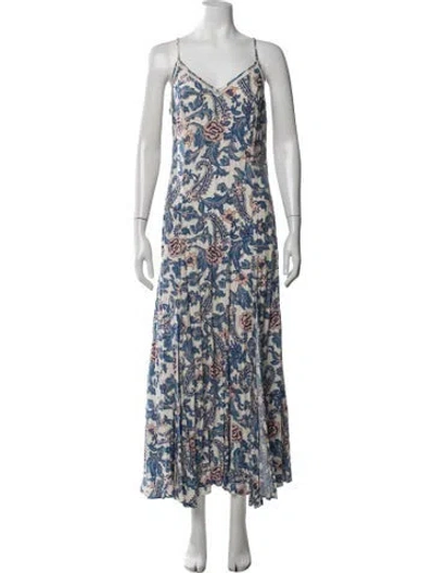 Pre-owned Spell Paisley Print Long Dress In Neutrals