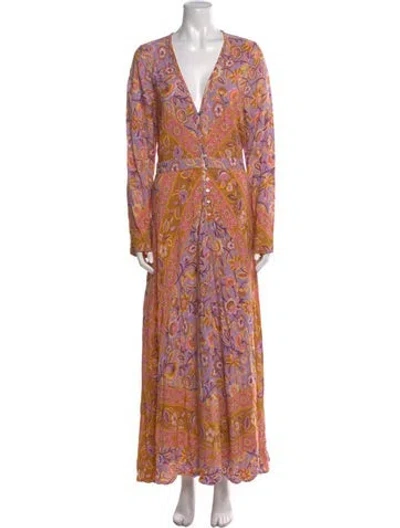 Pre-owned Spell Paisley Print Long Dress In Pink