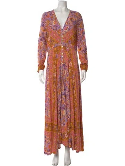 Pre-owned Spell Paisley Print Long Dress W/ Tags In Purple