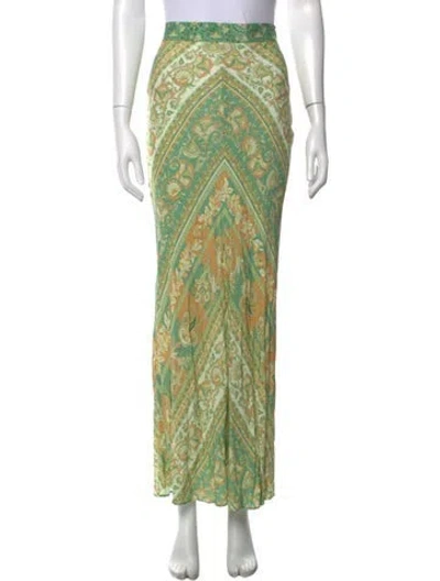 Pre-owned Spell Paisley Print Long Skirt In Green