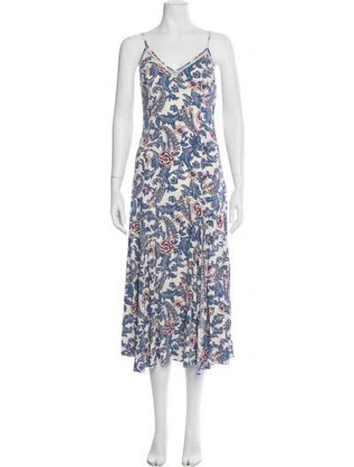 Pre-owned Spell Paisley Print Midi Length Dress In Blue
