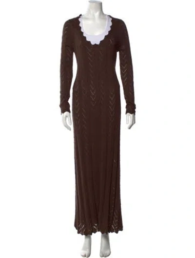 Pre-owned Spell Patterned Long Dress In Brown