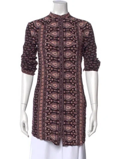 Pre-owned Spell Patterned Three-quarter Sleeve Top In Purple