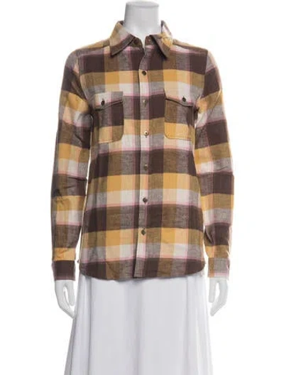Pre-owned Spell Plaid Print Long Sleeve Top W/ Tags In Brown