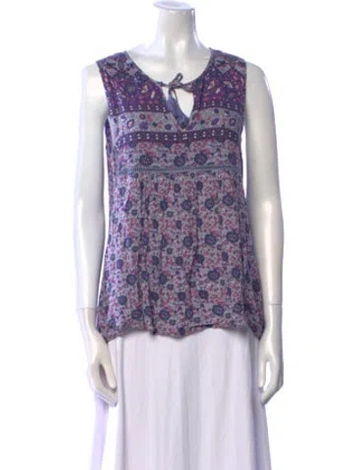 Pre-owned Spell Printed Cowl Neck Top In Purple
