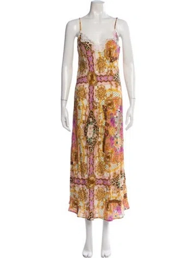 Pre-owned Spell Printed Long Dress W/ Tags In Orange