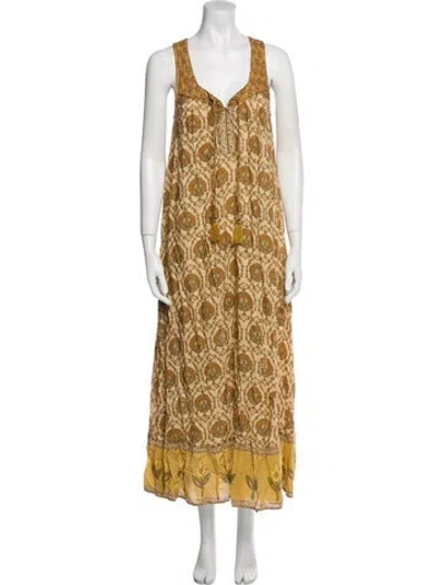 Pre-owned Spell Printed Long Dress W/ Tags In Silver