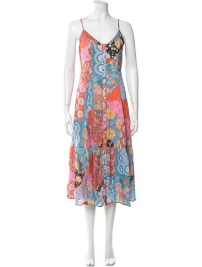 Pre-owned Spell Printed Midi Length Dress In Multicolor