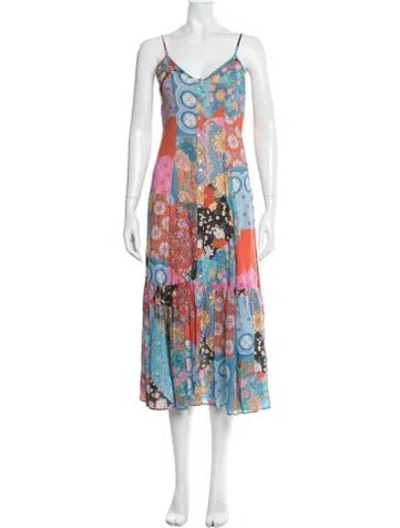 Pre-owned Spell Printed Midi Length Dress In Neutral