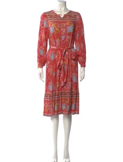 Pre-owned Spell Printed Midi Length Dress In Orange