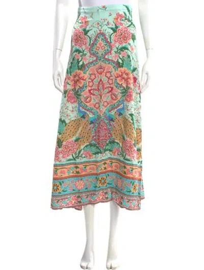 Pre-owned Spell Printed Midi Length Skirt In Green