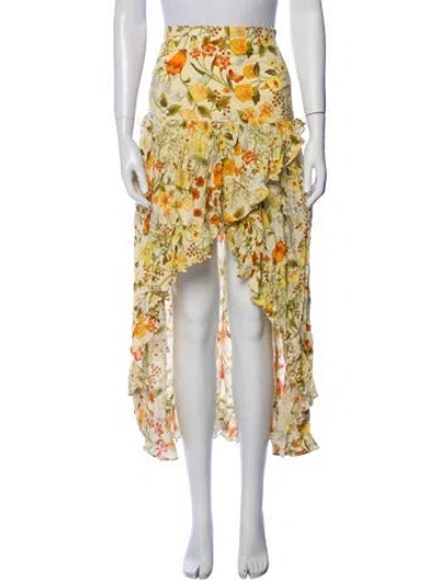 Pre-owned Spell Printed Midi Length Skirt In Yellow