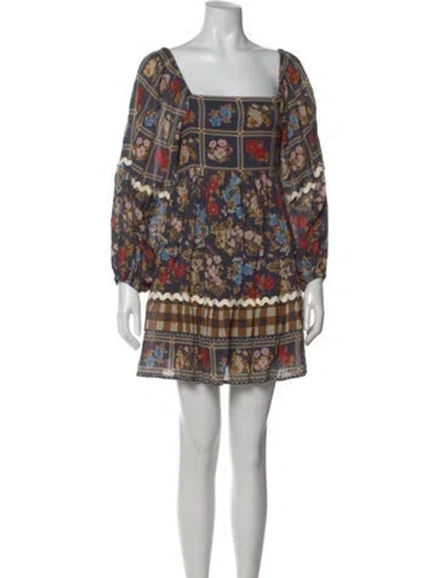 Pre-owned Spell Printed Mini Dress In Blue