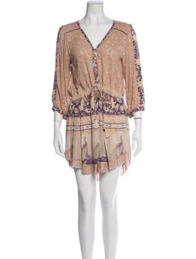 Pre-owned Spell Printed Mini Dress In Neutrals/purple