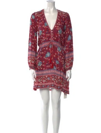 Pre-owned Spell Printed Mini Dress In Red