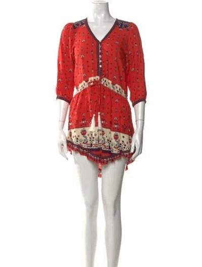 Pre-owned Spell Printed Mini Dress In Red