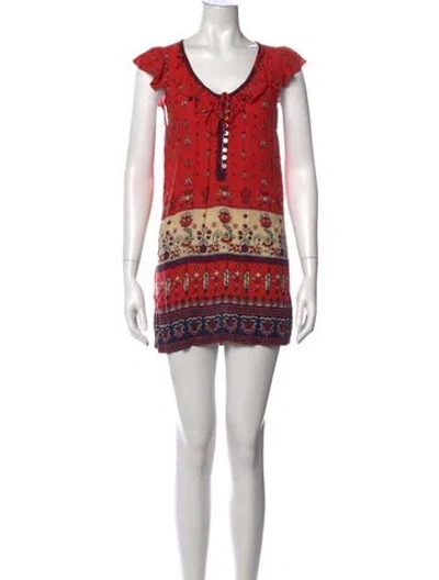 Pre-owned Spell Printed Mini Dress In Red
