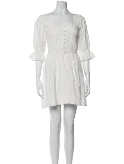 Pre-owned Spell Printed Mini Dress In White