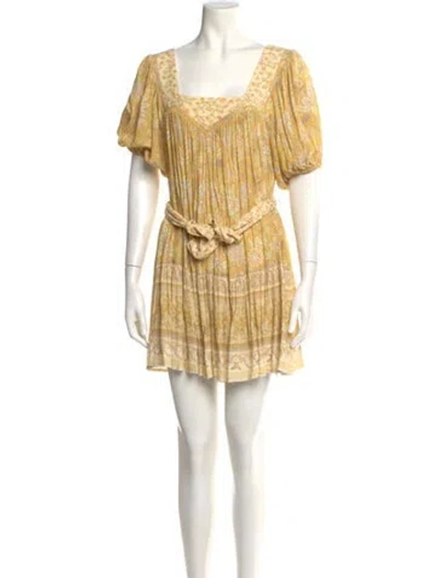 Pre-owned Spell Printed Mini Dress In Yellow