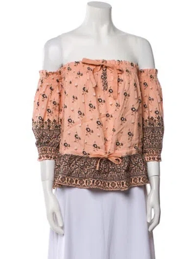 Pre-owned Spell Printed Off-the-shoulder Blouse W/ Tags In Pink