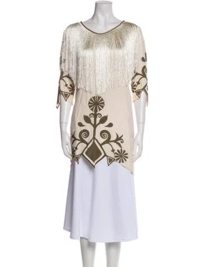 Pre-owned Spell Printed Scoop Neck Tunic In Neutral