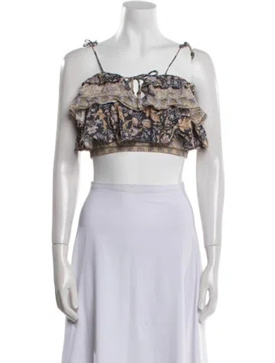 Pre-owned Spell Printed Square Neckline Crop Top In Multi