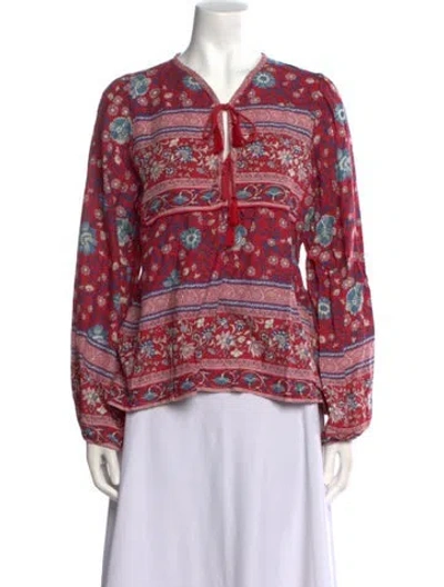 Pre-owned Spell Printed V-neck Blouse In Multi