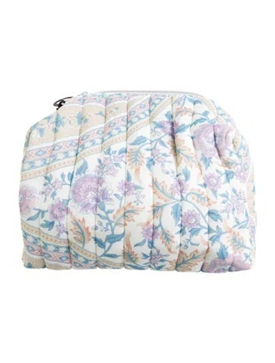 Pre-owned Spell Quilted Printed Cosmetic Bag In White