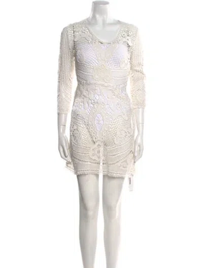 Pre-owned Spell Scoop Neck Mini Dress In Neutral