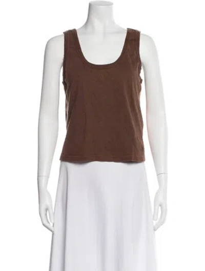 Pre-owned Spell Scoop Neck Sleeveless Top In Brown