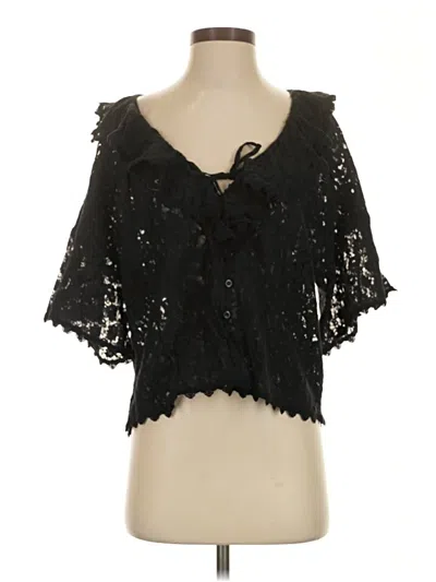 Pre-owned Spell Short Sleeve Blouse In Black