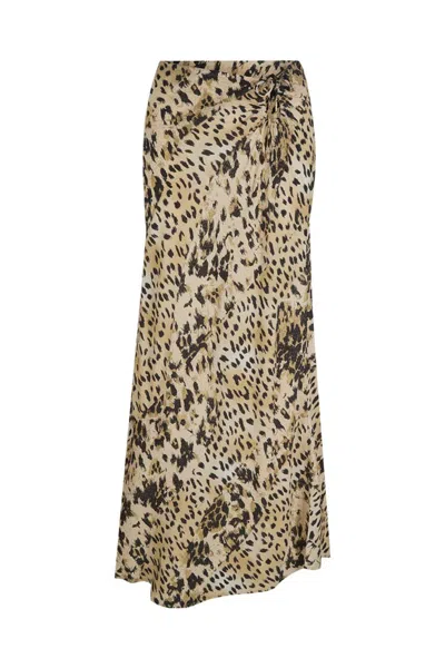 Spell Snow Leopard Bias Maxi Skirt In Multi