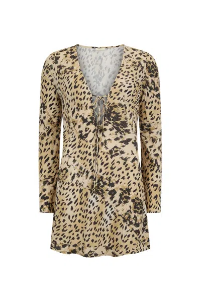 Spell Snow Leopard Mini Dress In Multi