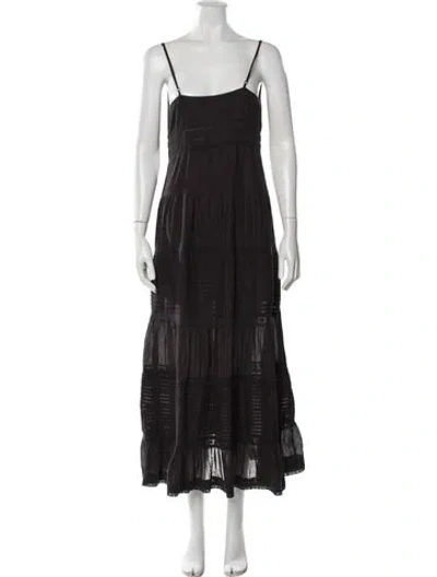 Pre-owned Spell Square Neckline Long Dress In Brown