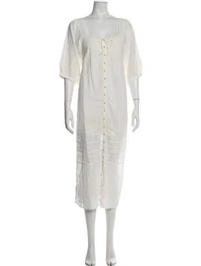 Pre-owned Spell Square Neckline Long Dress In White