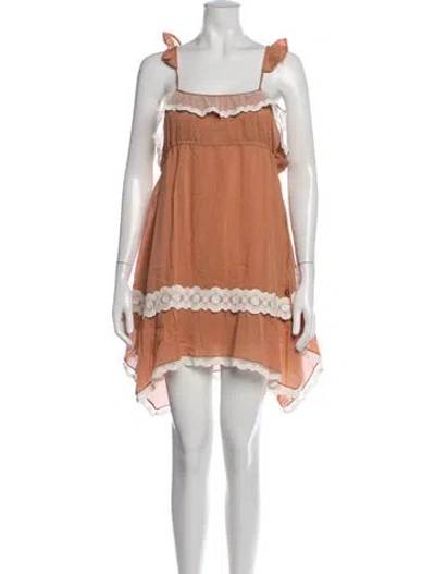 Pre-owned Spell Square Neckline Mini Dress W/ Tags In Orange