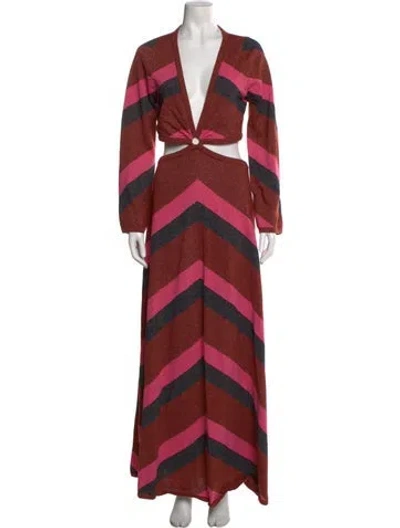 Pre-owned Spell Striped Long Dress In Red