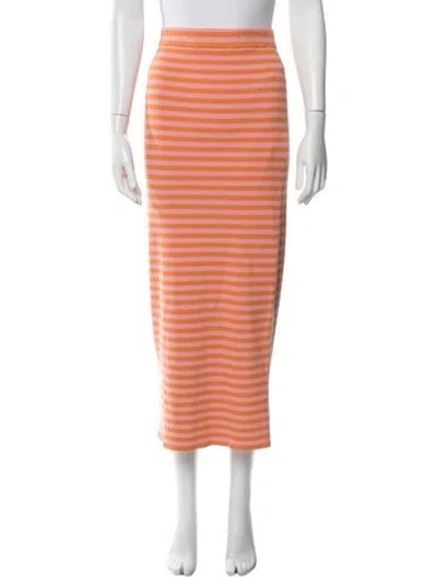 Pre-owned Spell Striped Midi Length Skirt W/ Tags In Orange
