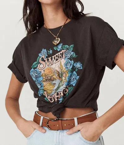 Spell Sweet Nothings Biker Tee In Charcoal In Black