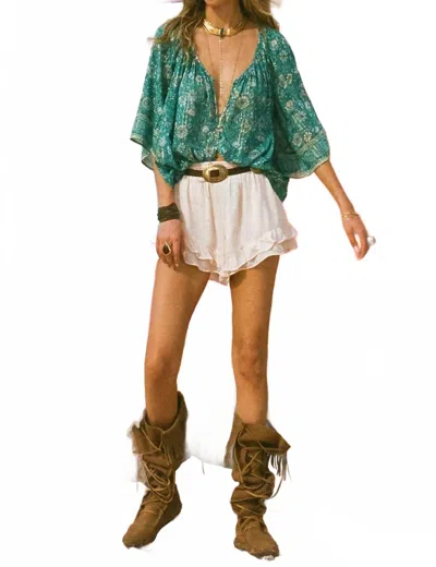 Spell Teodora Ruffle Hem Short In White Smoke In Multi