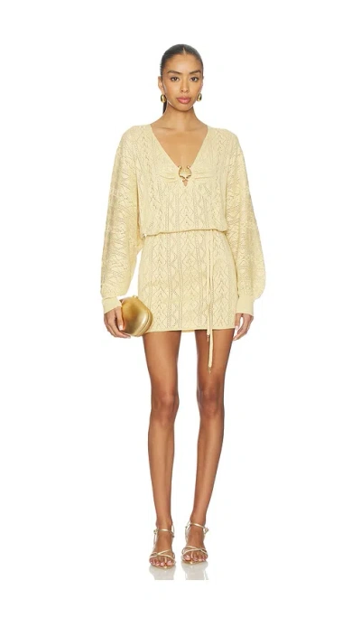 Spell The Moss Knit Mini Dress In Gold
