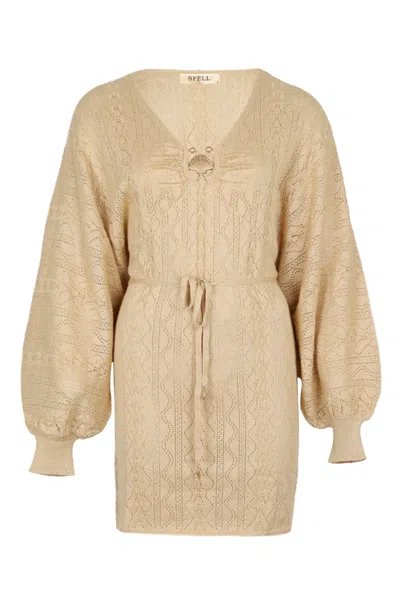 Spell The Moss Knit Mini Dress In Neutral